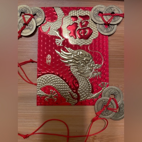 Red Lucky Money Envelope 3 Feng Shui Coin Set - Picture 12 of 12